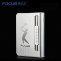 Focus Cigarette Case Dispenser with Butane Jet Torch Lighter (Holds 10) Gold GOLF
