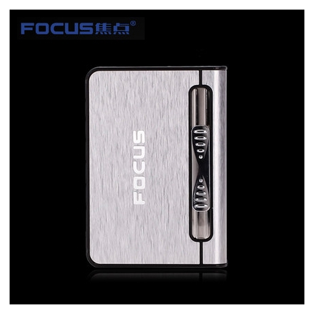 Focus Zigaretten-Etui-Spender mit Butan Jet Torch Feuerzeug (Hält 10) SILBER